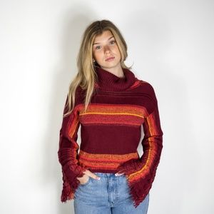 Free People Fringed Sleeve Pullover Sweater